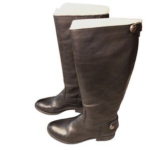 ARTURO CHIANG BLACK RIDING BOOTS WOMENS SIZE 7M LEATHER BIKER MINIMALIST NEUTRAL
